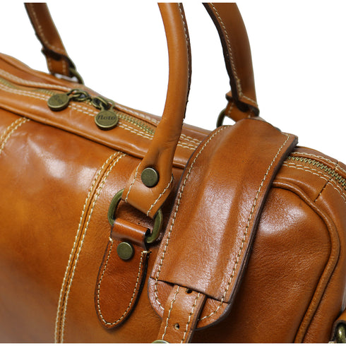 Floto Italian Leather Venezia Mini Duffle Handbag in Olive honey brown 6
